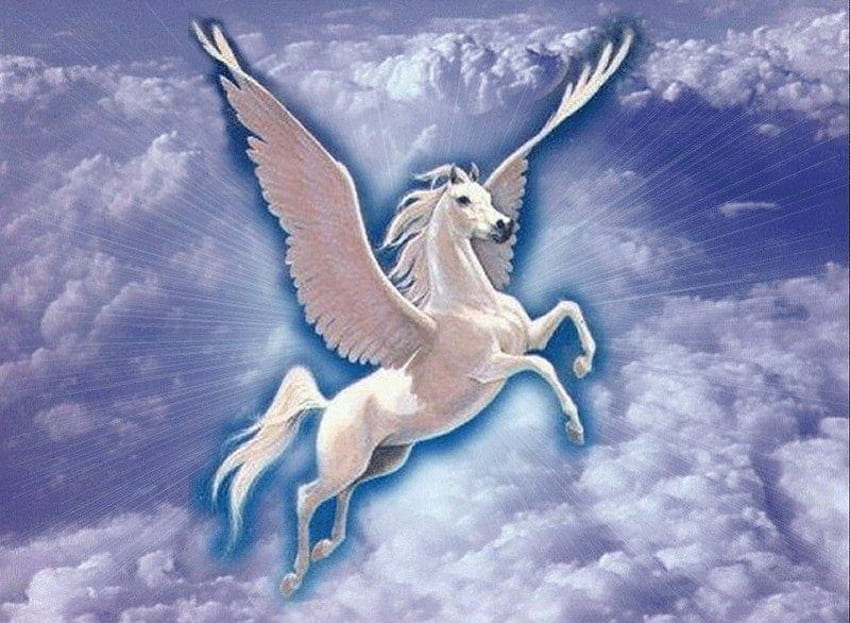 Pegasus Milkyway, wings, winged, clouds, sky, fly, pegasus HD wallpaper