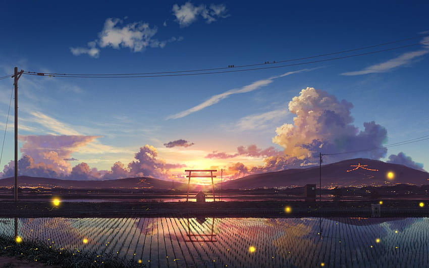 Farms, landscape, village, 1440X900 Anime HD wallpaper