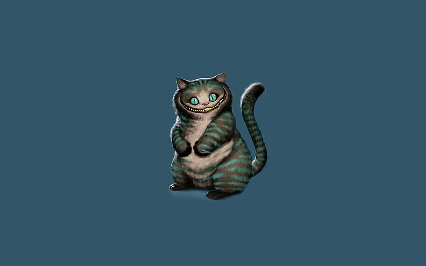 chat de cheshire chat de cheshire assis alice au pays des merveilles les aventures d'alice au pays des merveilles art minimalisme fond bleu Fond d'écran HD