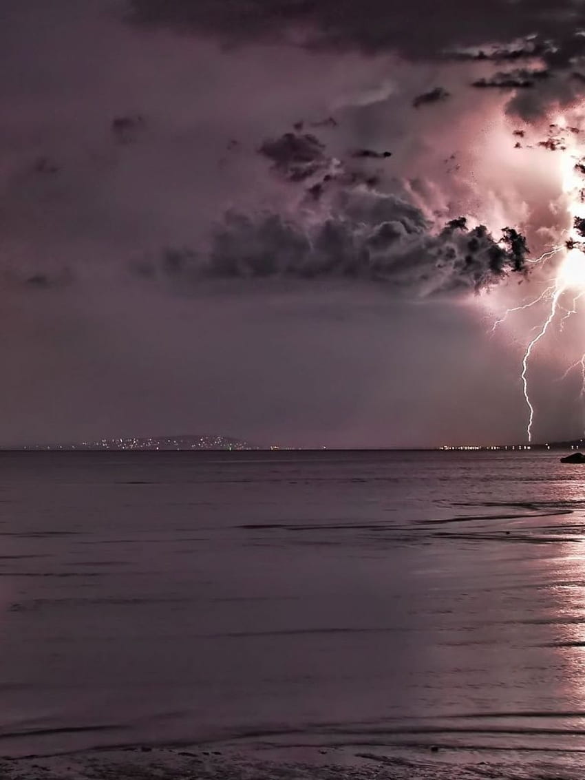 Pink Storm Lightning & Ocean iPad mini HD-Handy-Hintergrundbild