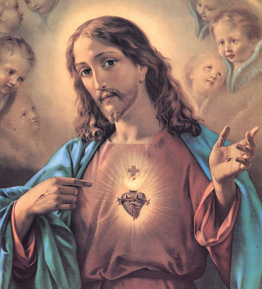 СВЕТО СЪРЦЕ НА ИСУС . Рисунки на Светото сърце на Исус HD тапет за телефон