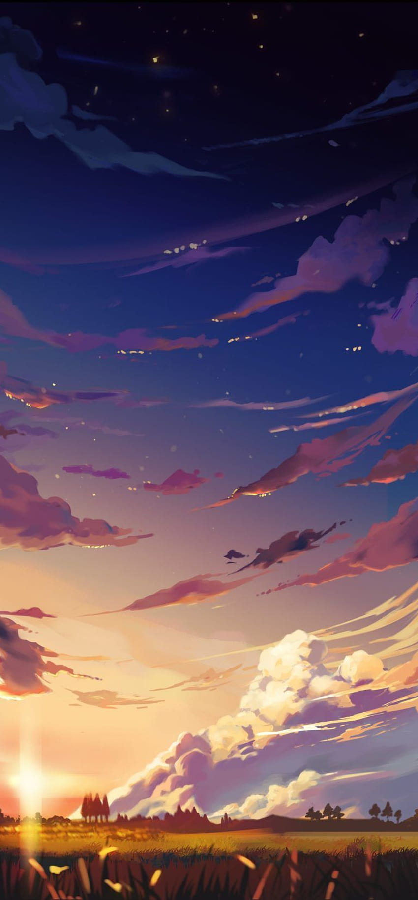 ciel, nuage, rémanence, violet, jour, bleu, iphone. Paysage d'anime, Paysage, Paysage Fond d'écran de téléphone HD