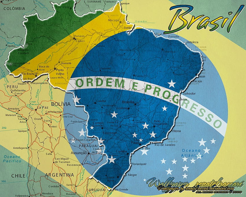 Peta dan Bendera Brasil. Bandeira brasileira, Bandeira do brasil Wallpaper HD