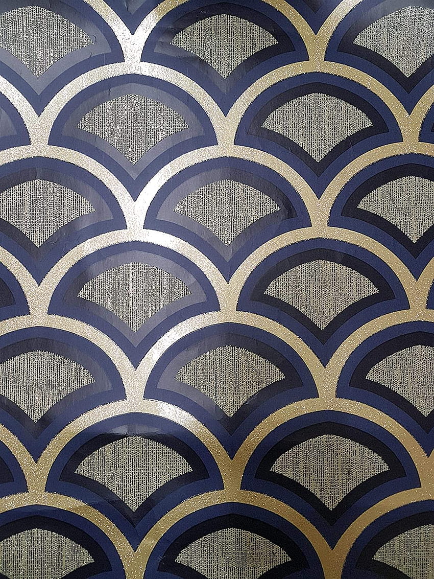 Retro Art Deco Arch Fan Geometric Blue Gold Glitter Moon Vinyl Y�L .uk: DIY & Alat wallpaper ponsel HD