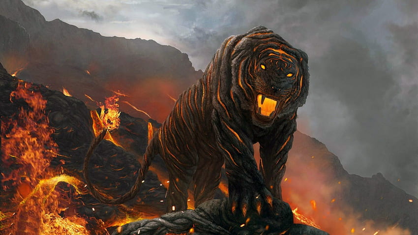 Fire breathing tiger, Tiger vs Dragon HD wallpaper