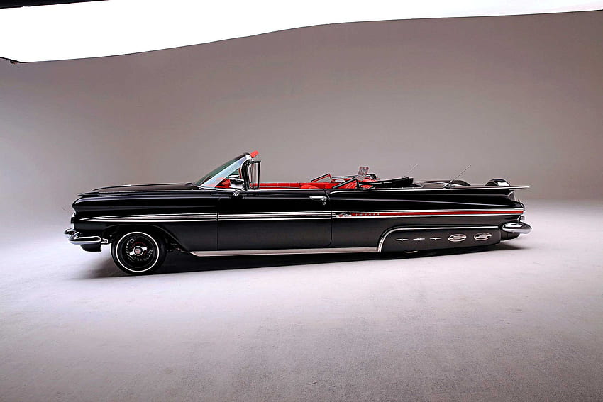 1959-Chevrolet-Impala-Convertible, Lowrider, Negro, Clásico, GM fondo de pantalla