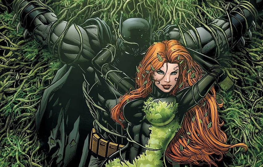 Leaves, Batman, Costume, The tentacles, Plants, Batman, Poison Ivy, Poison Ivy, Characters, Suite, Red beauty for , section арт -, Poison Ivy DC HD wallpaper