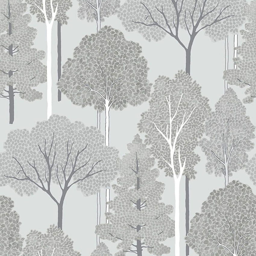 Ellwood Trees Silver Woodland Natural Grey Forest Glitter Arthouse HD phone wallpaper