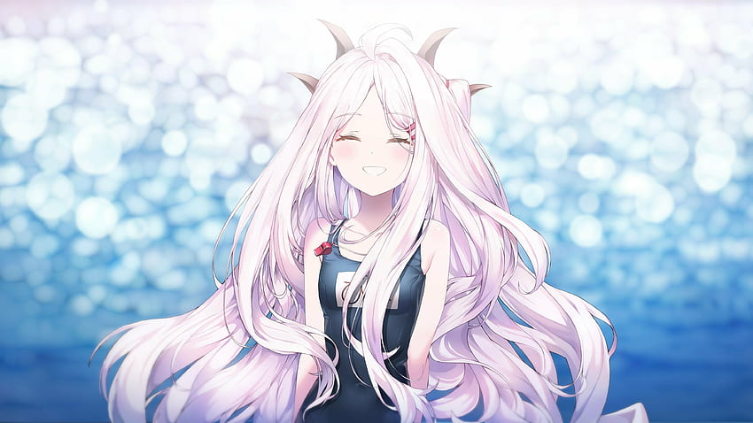 Fröhliche Stimmung, Anime-Mädchen mit rosa Haaren, Original HD-Hintergrundbild