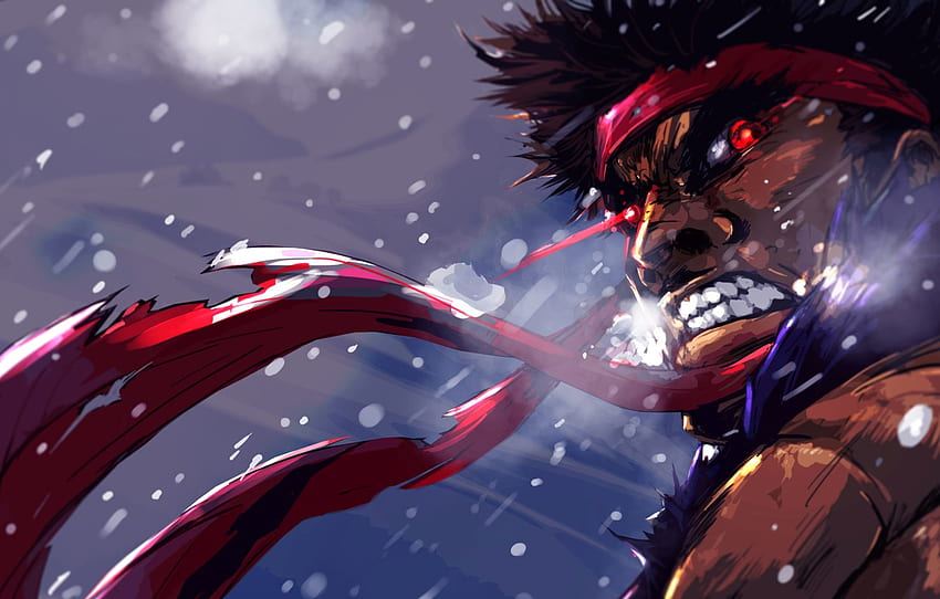 art, rage, guy, red eyes, Street Fighter, ibroid, Evil Ryu for , section игры HD wallpaper