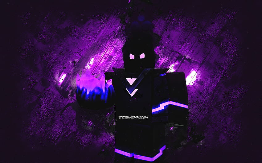 Darkmatter, Roblox, purple stone background, Roblox characters, Darkmatter Roblox, grunge art, Darkmatter character HD wallpaper