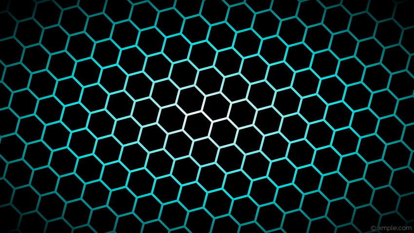 white hexagon blue gradient glow black dark turquoise HD wallpaper