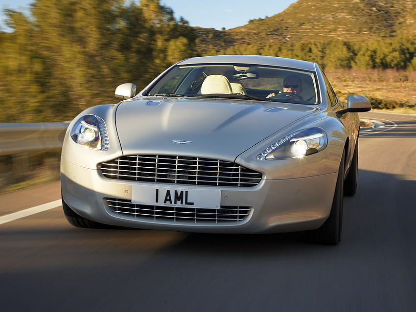 Auto, drzewa, Aston Martin, samochody, widok z przodu, 2009, srebro, Rapide Tapeta HD
