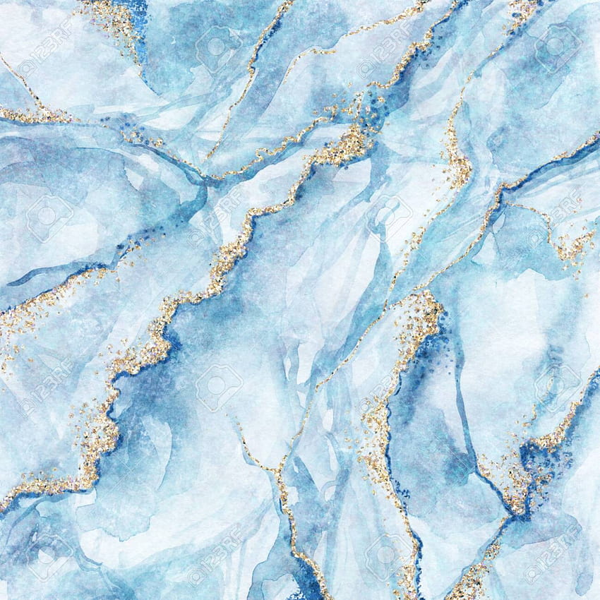 fundo abstrato, mármore azul branco com veios de glitter dourados, textura de pedra falsa, pintado a. Fundo azul pastel, mármore azul, estética azul claro, glitter azul e dourado Papel de parede de celular HD