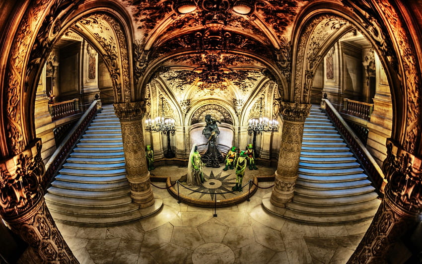 frösche im pariser opernhaus lobby r, treppe, frösche, theater, lobby, oper, r HD-Hintergrundbild