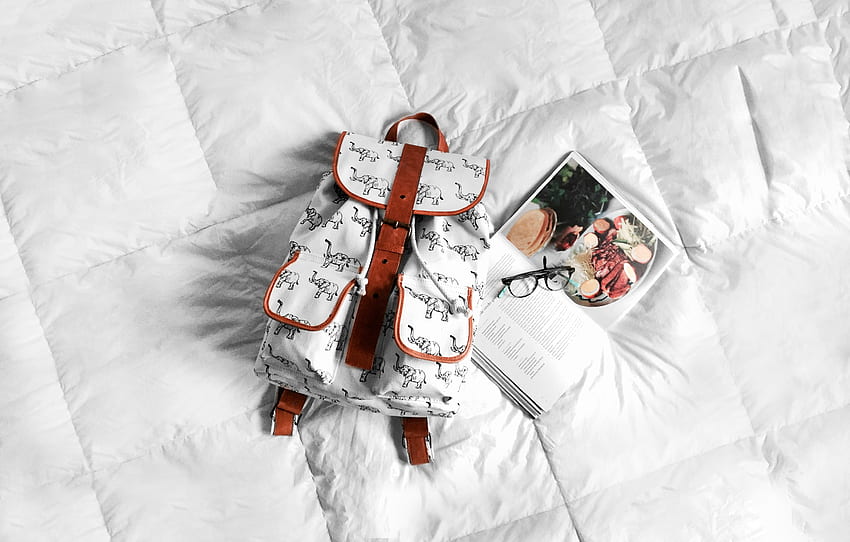Bed, Backpack, Rucksack, Glasses, Spectacles, Magazine, Journal HD wallpaper