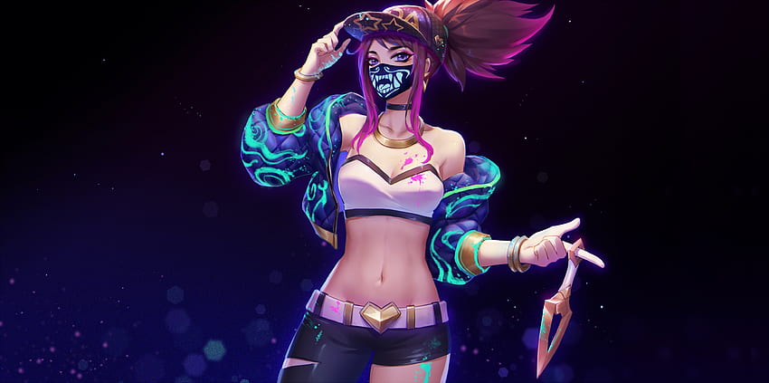 Quente, Akali, videogame, arte, League of Legends papel de parede HD