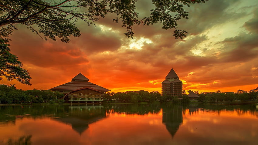 Other: Indonesian Architecture Sunsets Indonesia Buildings Dual HD wallpaper