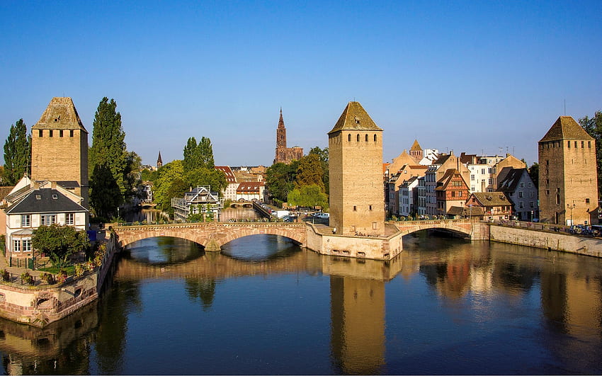 Estrasburgo, Francia, puente, Francia, paisaje urbano, ciudad fondo de pantalla