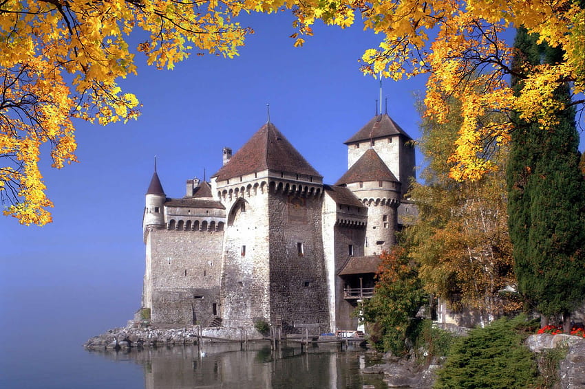 Château de Chillon, Montreux, Suisse. Kastil, Kastil dongeng, Keliling dunia, Kastil Swiss Wallpaper HD