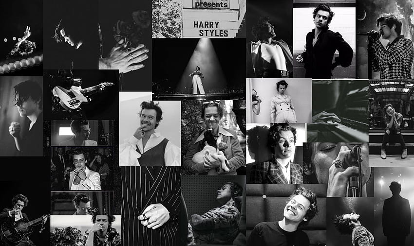 macbook Iphone oscuro, Computadora, arte, Harry Styles Collage fondo de pantalla