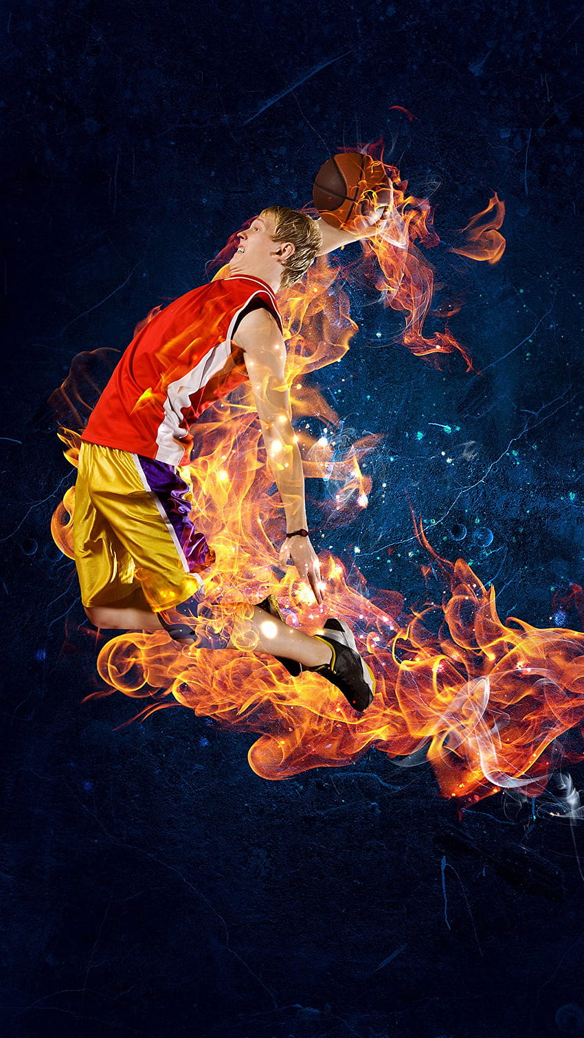 Man sports Basketball Jump flame, Basketball On Fire HD phone wallpaper