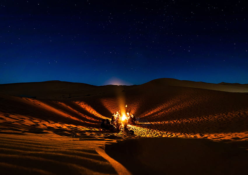 Menschen, Natur, Lagerfeuer, Nacht, Wüste, Sternenhimmel, Marokko, Camping, Campingplatz HD-Hintergrundbild