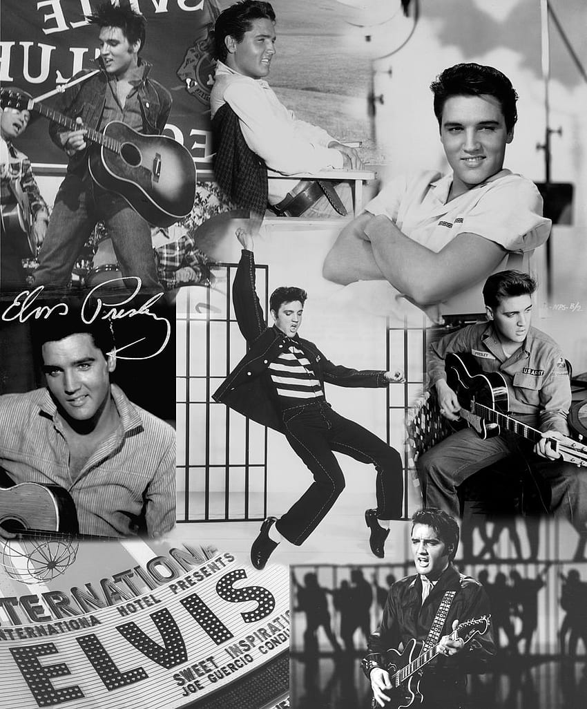 Elvis Presley Collage Noir Et Blanc - Fond d'écran de téléphone HD