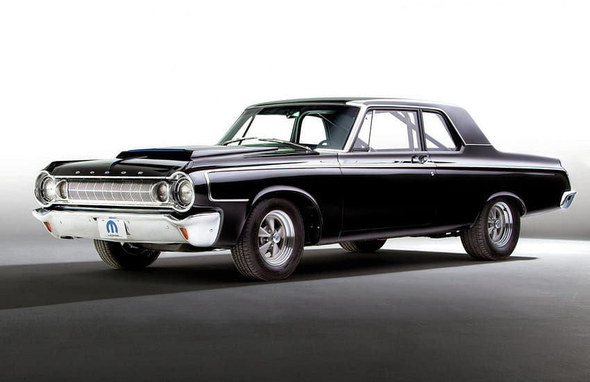 1964-Dodge-330, Mopar, Черен, Muscle Car, 1964 г HD тапет