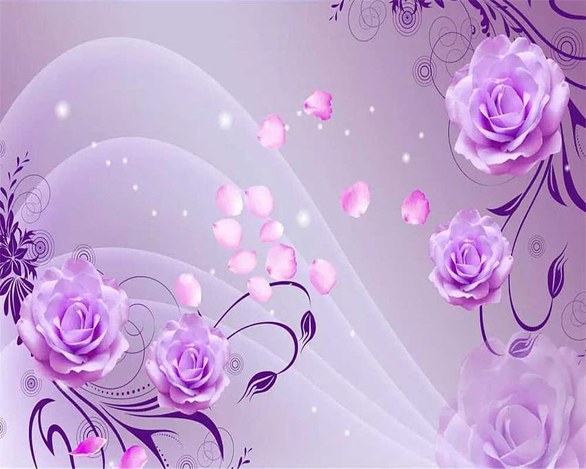 Beibehang personnalisé mode violet rose vigne 3D TV fond mur décoration de la maison salon chambre murale 3D, Violet Rose Fond d'écran HD