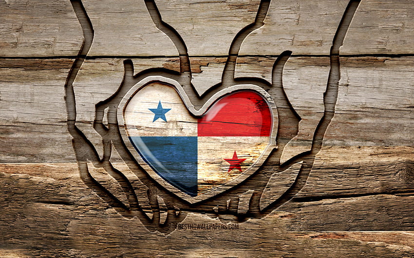 I love Panama, , wooden carving hands, Day of Panama, Panamanian flag, Flag of Panama, Take care Panama, creative, Panama flag, Panama flag in hand, wood carving, North American countries, Panama HD wallpaper