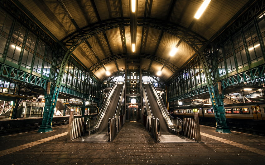 Ciudades, r, Subterráneo, Metro, Países Bajos, Escalera mecánica fondo de pantalla