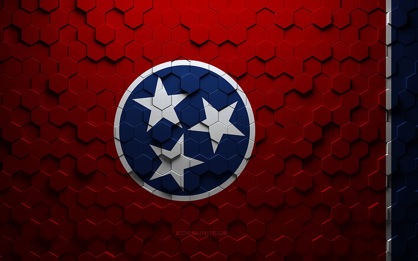 テネシー州の旗、ハニカム アート、テネシー州の六角形の旗、テネシー州、3 d の六角形アート、テネシー州の旗 高画質の壁紙
