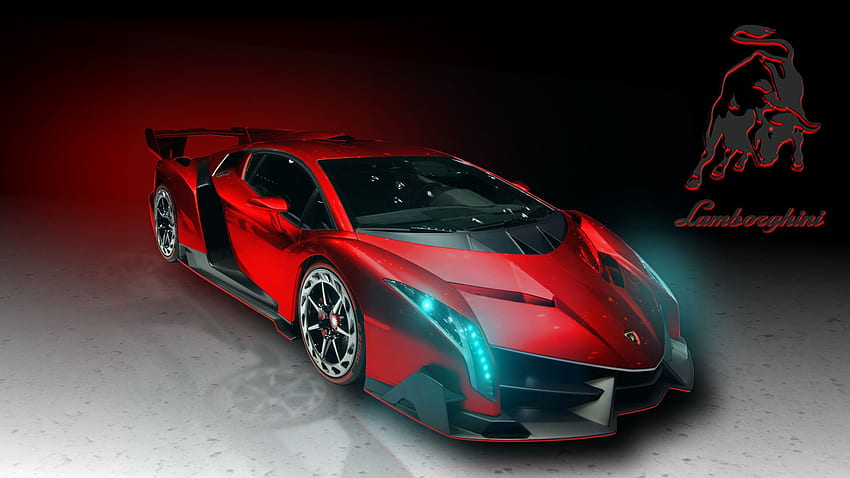 Red Lamborghini Veneno HD wallpaper
