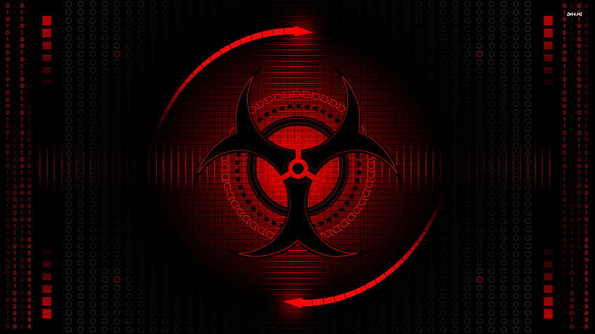 Red toxic sign - Digital Art, Red Binary Code HD wallpaper