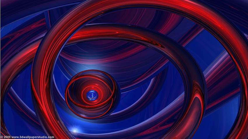 Digital Rings, blue, rings, ball, red, center, eye HD wallpaper