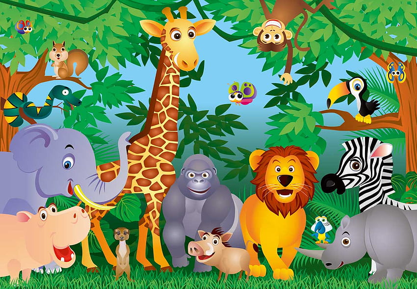 Kids IN THE JUNGLE Wall Mural eBay [] สำหรับมือถือและแท็บเล็ตของคุณ สำรวจป่าเพื่อหากำแพง ราคาถูก สำหรับ Jungle Safari วอลล์เปเปอร์ HD