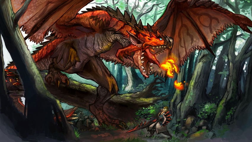 MONSTER HUNTER online mmo rpg fantasy hunting 1mhf action dragon fighting  anime warrior dinosaur ., Dinosaur Anime HD wallpaper | Pxfuel