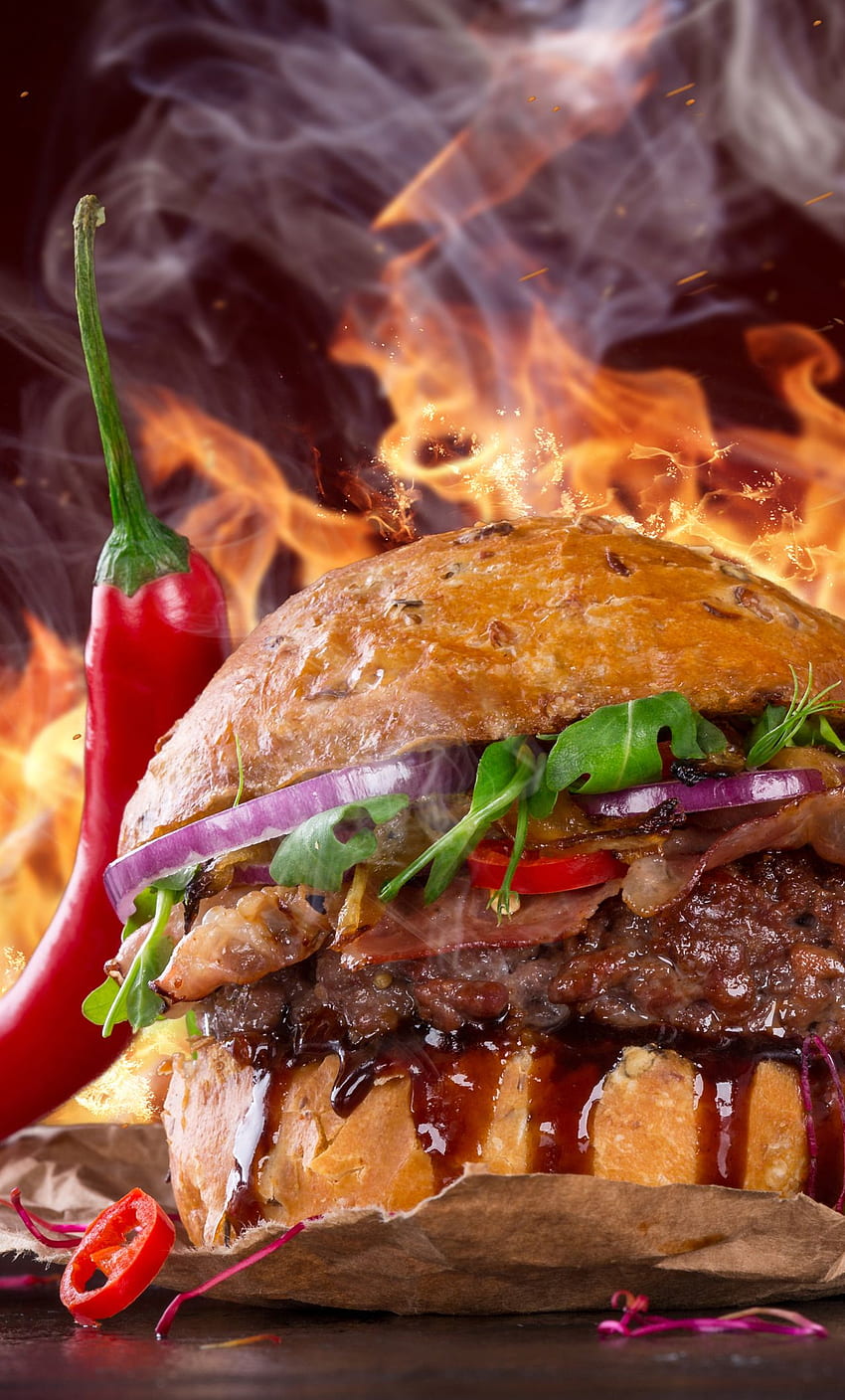 Hot Spicy Burger iPhone HD-Handy-Hintergrundbild