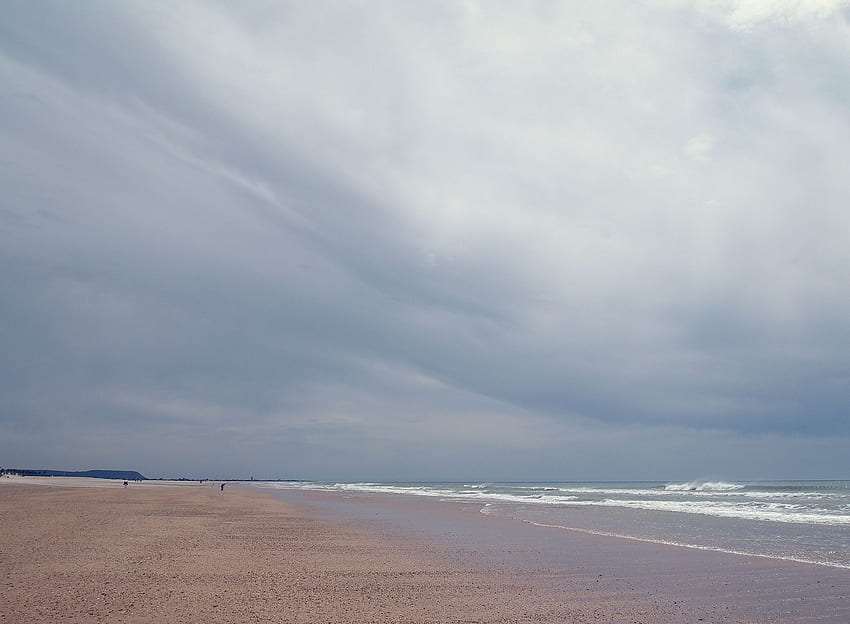 Beach Blue Clouds Gray Pink Sand Sea Sky Waves HD wallpaper