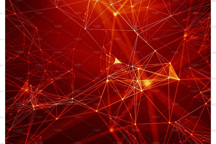 추상 빨간색 기하학적 배경입니다. 연결 구조. 과학 배경. 미래 기술 HUD 요소. 점과 선을 연결합니다. 빅데이터 시각화. 요약, 과학 배경, 빅 데이터 시각화 HD 월페이퍼