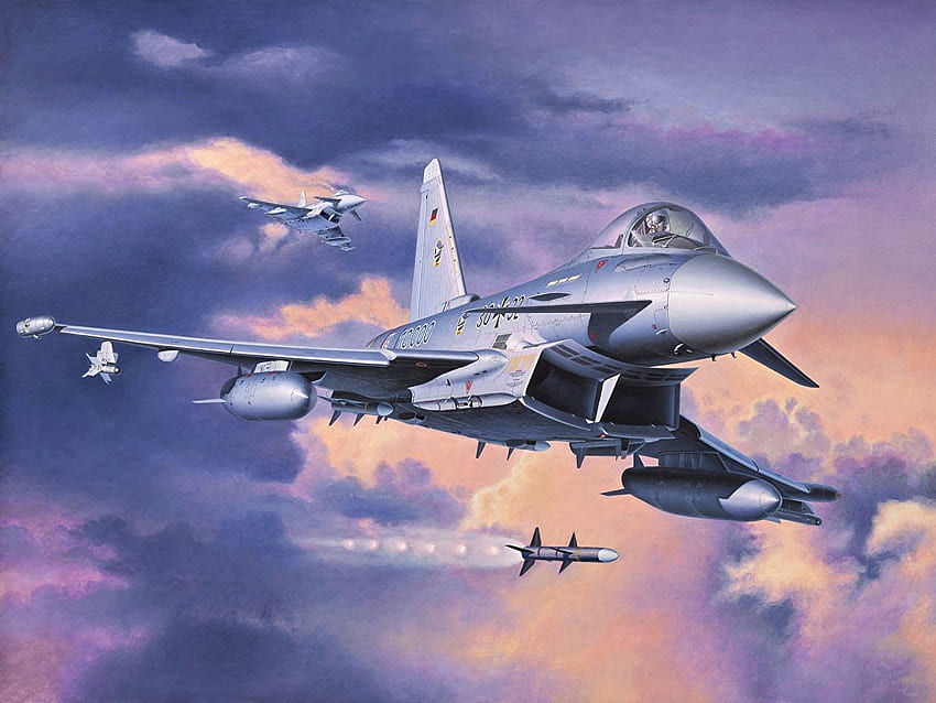 Fighter aircraft Airplane Eurofighter Typhoon Painting Art HD wallpaper