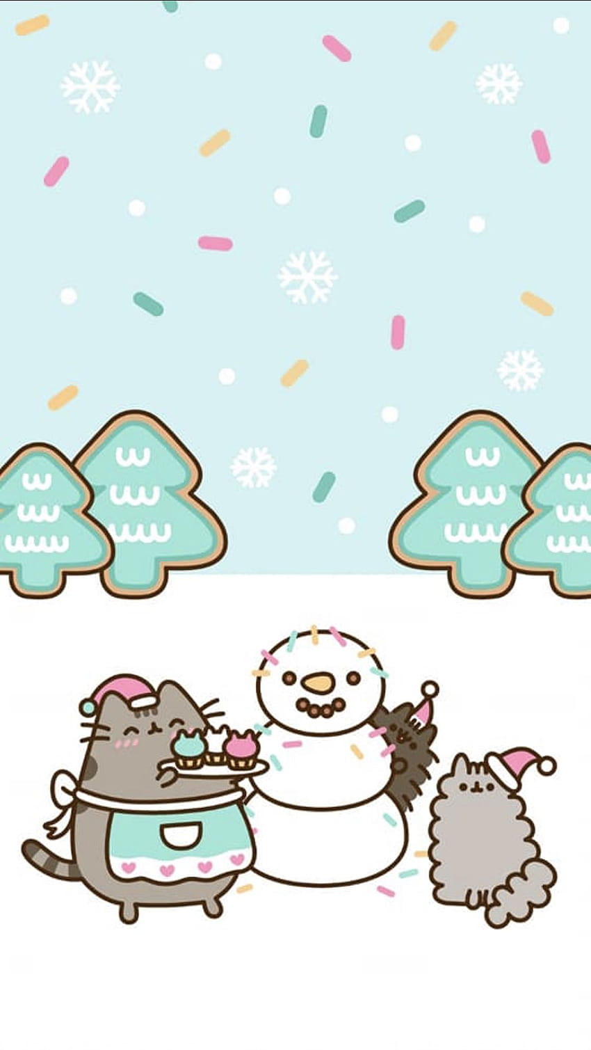 pusheen winter !!. Kawaii ♡ in 2019, Kawaii Snow HD phone wallpaper