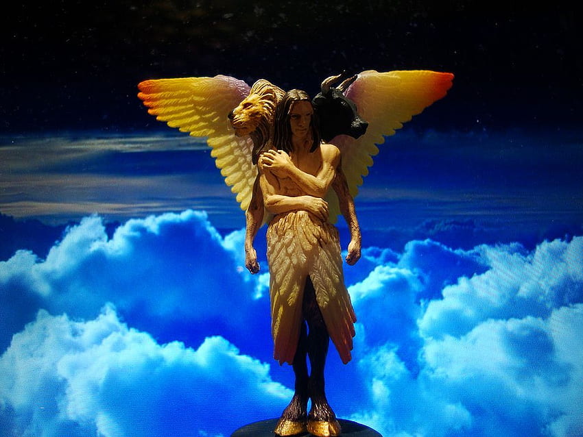 Une figurine moderne d'un Chérubin tel qu'il a été décrit dans la Bible. Chérubin, ange guerrier, art biblique, anges bibliques Fond d'écran HD