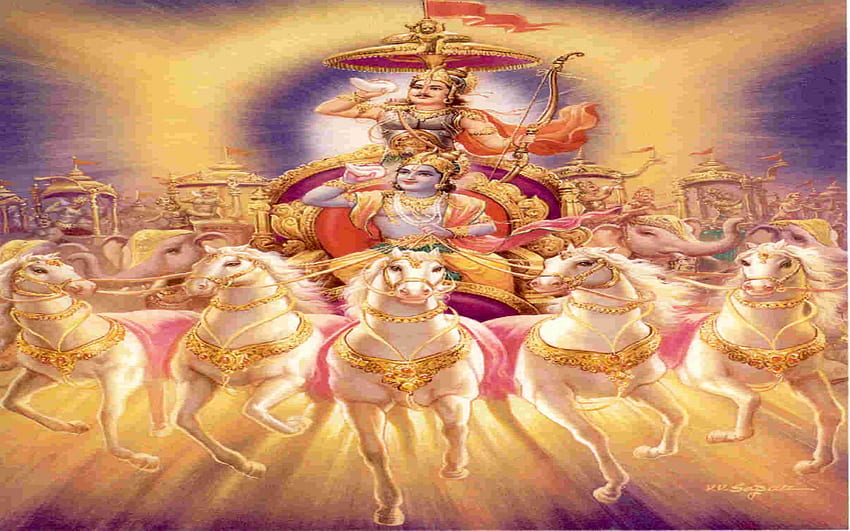 Krishna, cavalos, senhor, hindu, lindo, hinduísmo papel de parede HD