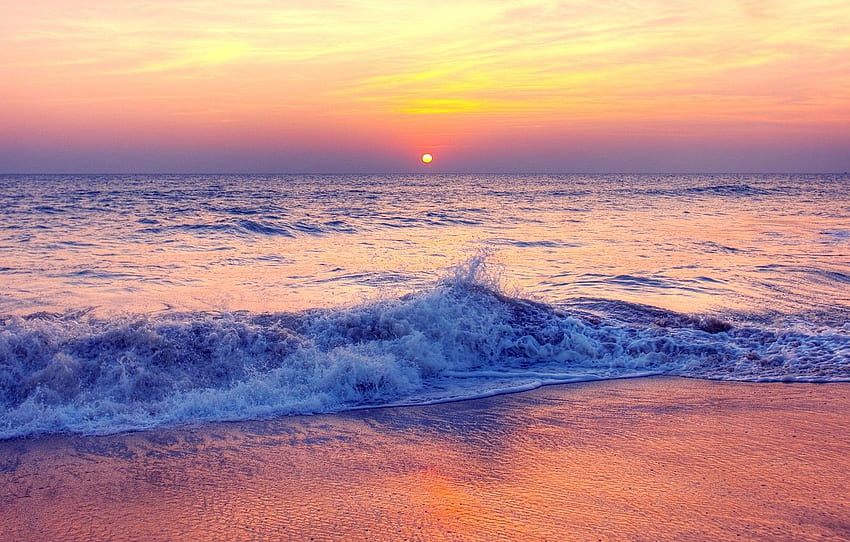 sand, sea, wave, beach, summer, sunset, summer, beach, sea, sunset, pink, seascape, beautiful, sand, wave, purple for , section пейзажи HD wallpaper