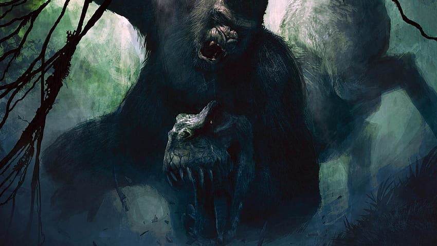 Big Gorilla Vs T Rex, Cool Gorilla HD wallpaper
