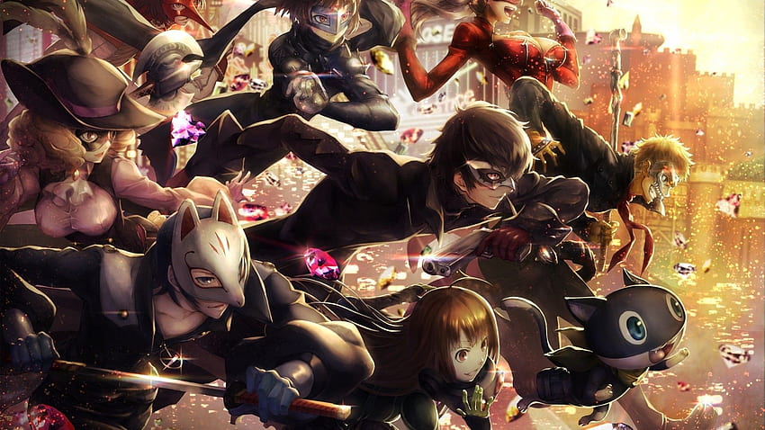 Geniş Ekran için Persona 5, Akechi Goro, Kurusu Akira, Okumura Haru, Nijima Makoto HD duvar kağıdı
