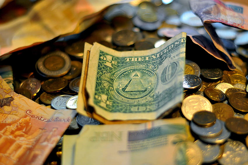 efectivo, Monedas, dólar, dinero, hucha, polaco fondo de pantalla