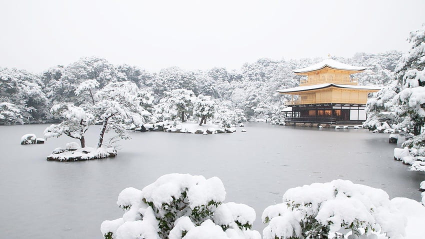 Winter . Temple of the golden pavilion, Winter in japan, Chinese pagoda, Kyoto Winter HD wallpaper